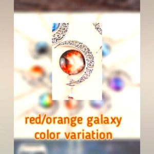 Crescent moon galaxy necklace Red/Orange